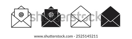 open mail vector filled and outlined icons collection