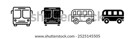 Bus vector filled and outlined icons collection