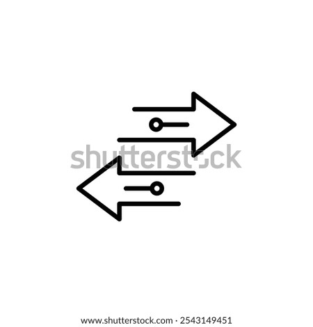 Transfer arrows icon set. outlined and solid filled versions.