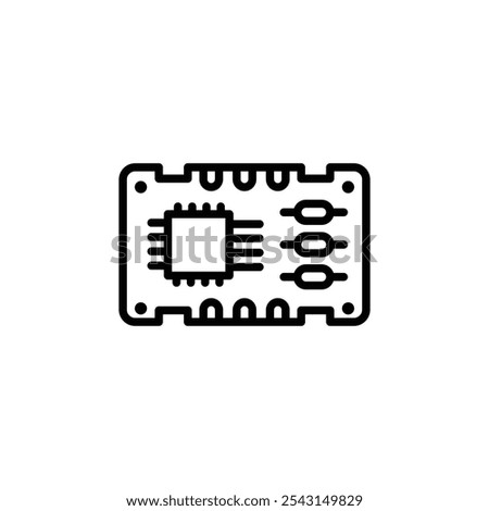 PCB icon set. outlined and solid filled versions.