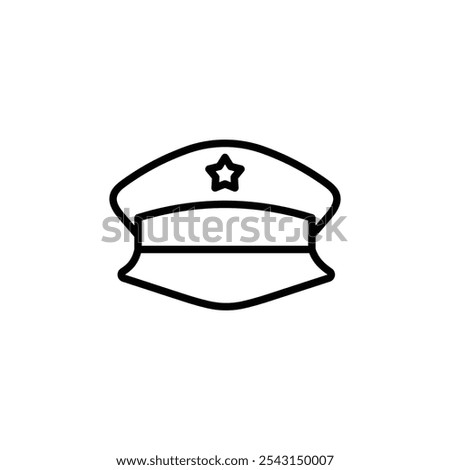 Police cap icon set. outlined and solid filled versions.