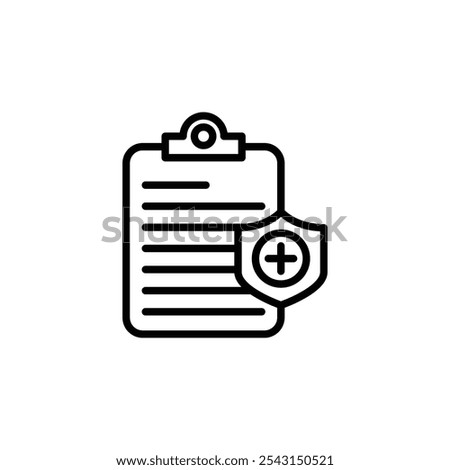 Medical record icon set. outlined and solid filled versions.