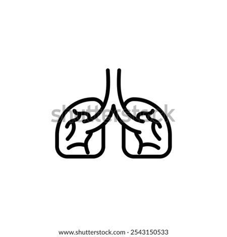 Lung icon set. outlined and solid filled versions.