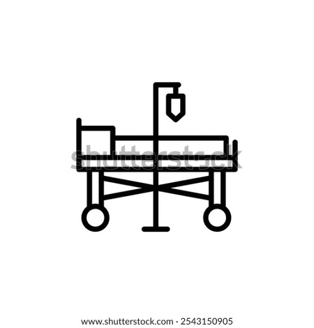 Hospital bed icon set. outlined and solid filled versions.