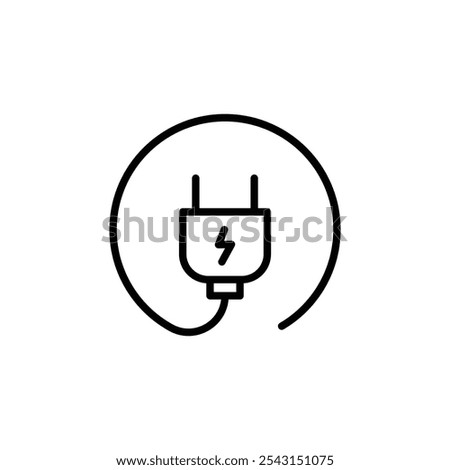 Electric plug icon set. outlined and solid filled versions.