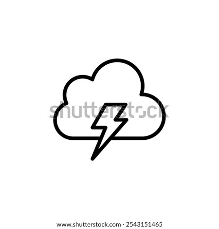 Cloud lightning icon set. outlined and solid filled versions.