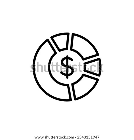 Asset allocation icon set. outlined and solid filled versions.