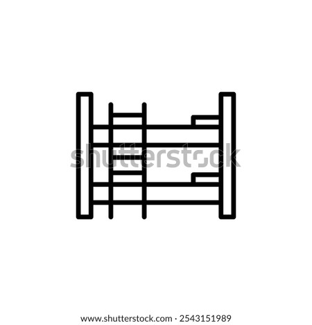 Bunk bed icon set. outlined and solid filled versions.