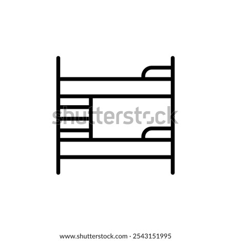 Bunk bed icon set. outlined and solid filled versions.