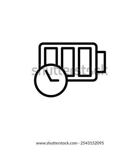 Battery life icon set. outlined and solid filled versions.