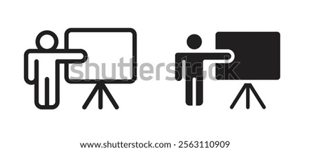 User chalkboard icons in black line and filled versions