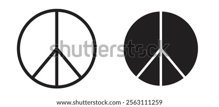 Peace icons in black line and filled versions