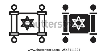 Scroll Torah icons in black line and filled versions