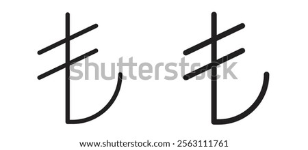 Lira sign icons in black line and filled versions