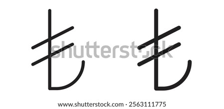 Lira sign icons in black line and filled versions