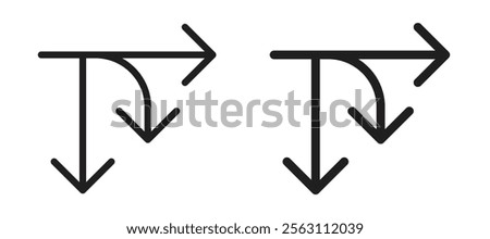 Diagram sankey icons in black line and filled versions