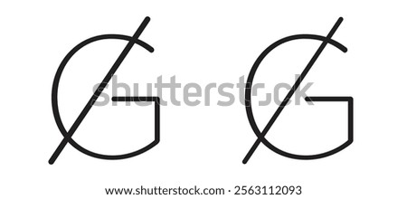 Guarani sign icons in black line and filled versions