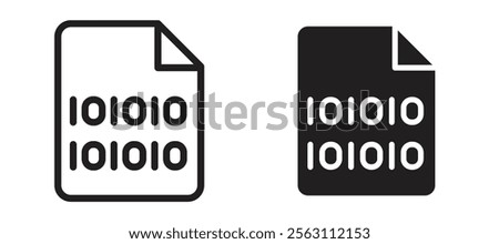 File Binary icons in black line and filled versions
