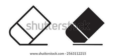 Eraser icons in black line and filled versions