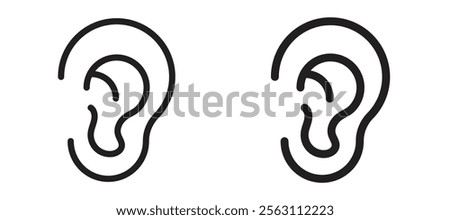 Ear icons in black line and filled versions