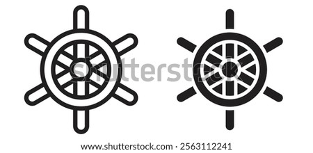 Dharmachakra icons in black line and filled versions