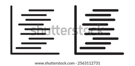 Chart gantt icons in black line and filled versions
