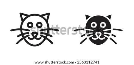 Cat icons in black line and filled versions