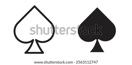 Card-spade icons in black line and filled versions