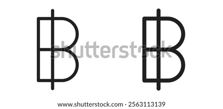 Baht signs in black line and filled versions