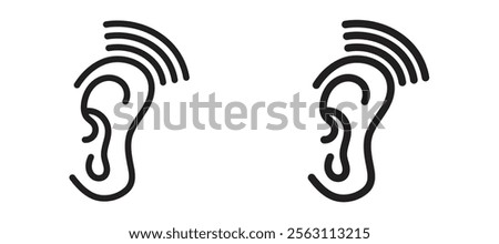 Assistive listening systems icons in black line and filled versions