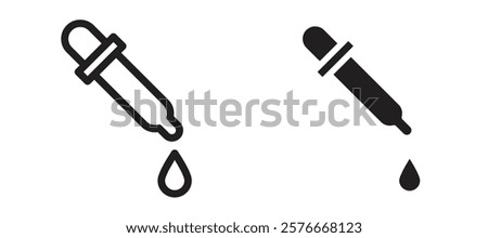 Pipette icons in outline and stroke versions