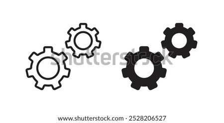 Gears icon in solid and stroke style.