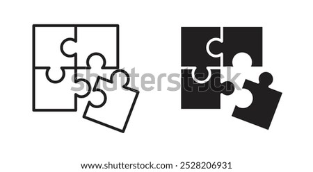 Puzzle piece icon in solid and stroke style.