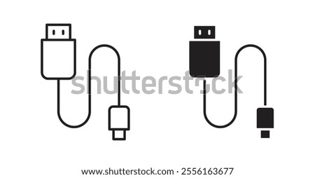 USB cable Filled flat icons set for apps and web ui designs.