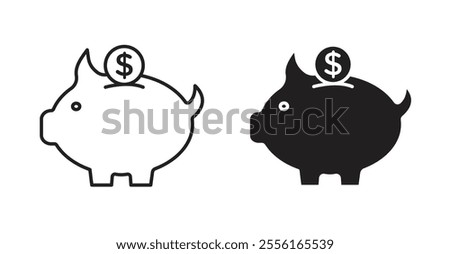 Piggy bank Filled flat icons set for apps and web ui designs.