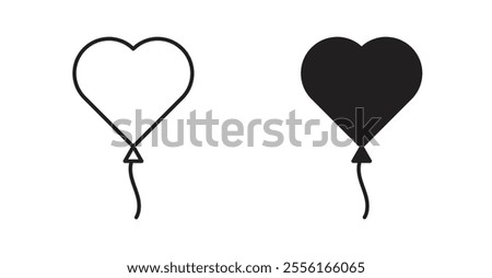 Heart balloon Filled flat icons set for apps and web ui designs.