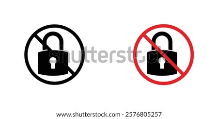 No lock sign vector pack for web designs