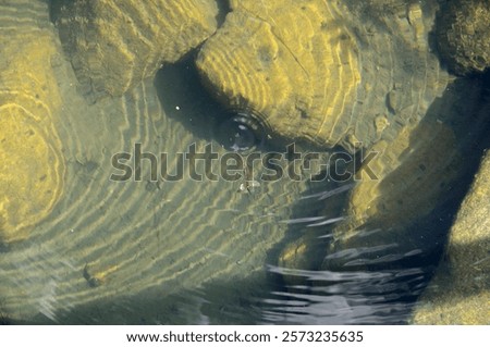 Image, Stock Photo Clear pond near rocks at sunset