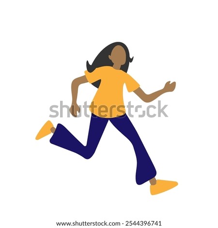 Running woman. Vector illustration. Flat faceless design isolated on a white background.