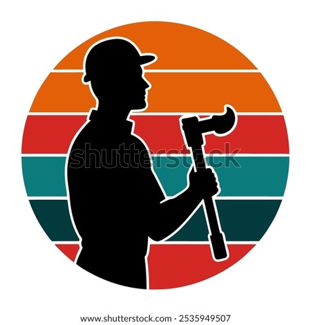 Retro Plumber vintage plumbing sunset funny pipefi