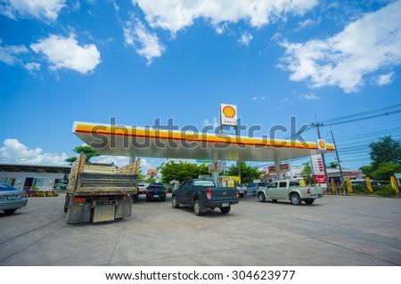 Krabi, 30 june 2015: Shell gas station in Krabi district, Krabi province, Thailand. Royal Duch Shell is largest oil company in the world