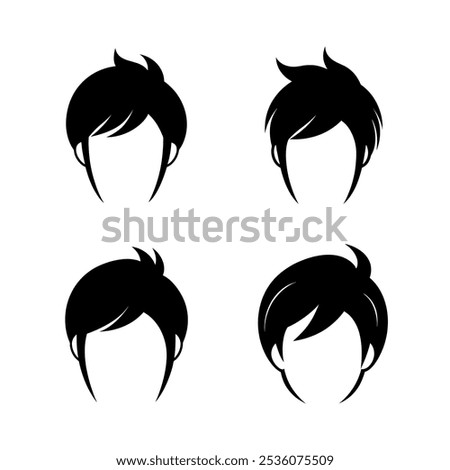 Collection of popular men's hairstyle and haircut vector silhouettes, perfect for digital design projects. From classic to contemporary cuts, these high-quality vector silhouette arts.