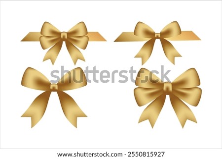 Exquisite  ribbon bows in multiple styles - perfect for gift wrapping, holiday celebrations, wedding decor, or artistic design projects. High-quality vector illustration ideal for micro stock platform