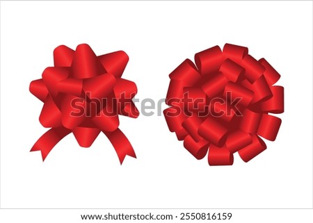 Exquisite  ribbon bows in multiple styles - perfect for gift wrapping, holiday celebrations, wedding decor, or artistic design projects. High-quality vector illustration ideal for micro stock platform