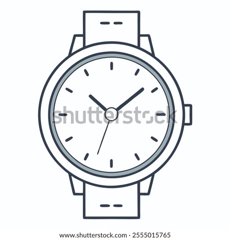 A sleek and modern minimalist hand watch outline vector illustration.