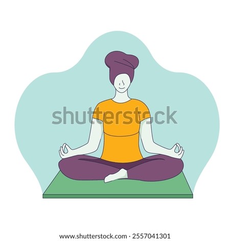 Similar – Image, Stock Photo Girl who practices yoga at home. Concept of health.