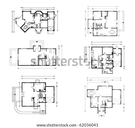 set of groundfloor blueprints. vector illustration