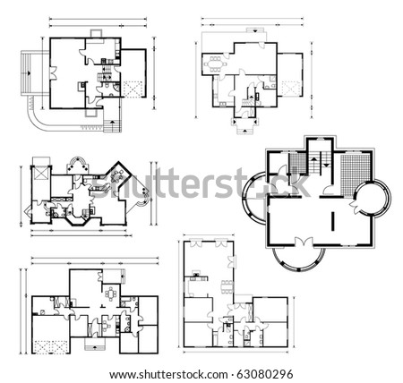 set of ground floor blueprints. vector illustration