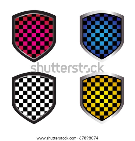checkered shields. vector illustration