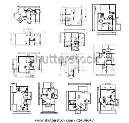 big set of groungfloor blueprints. vector illustration